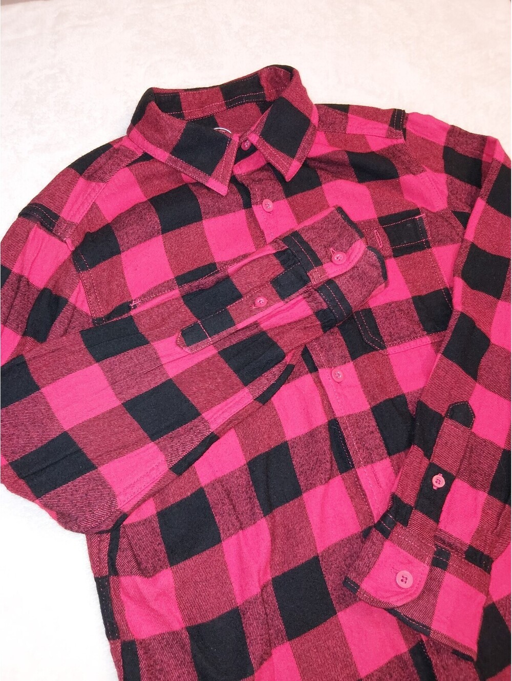 Wonder Nation Boys' Red and Black Plaid Flannel Shirt Large (10-12) 0092